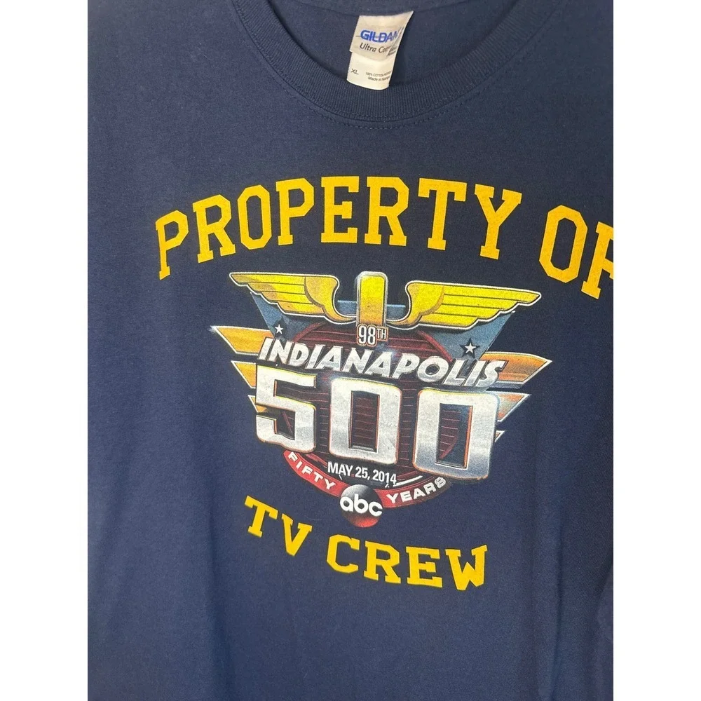 Gildan Navy Blue 2014 Indianapolis 500 98th Event TV Crew‎ T Shirt XL